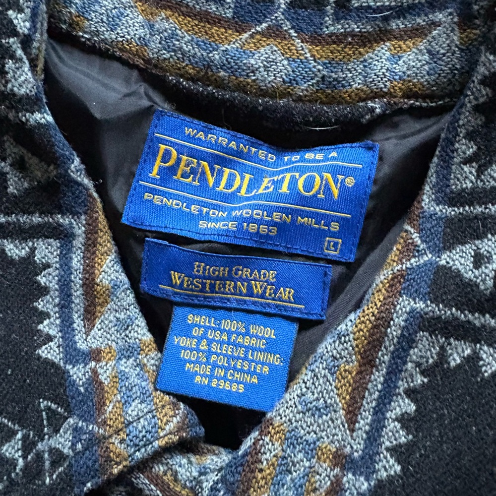 Pendleton Blue And Black Wool Jacket Flannel - image 2